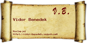 Vidor Benedek névjegykártya